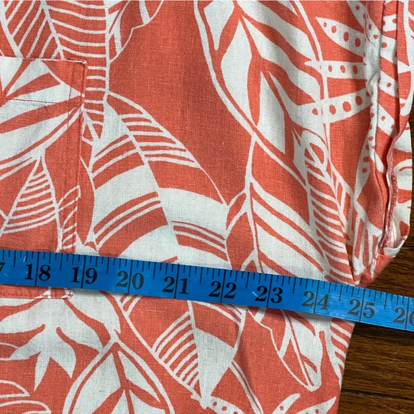 Old Navy Tropical Palm Print Shirt Dress Orange White XL Great Condition - Picture 4 of 9